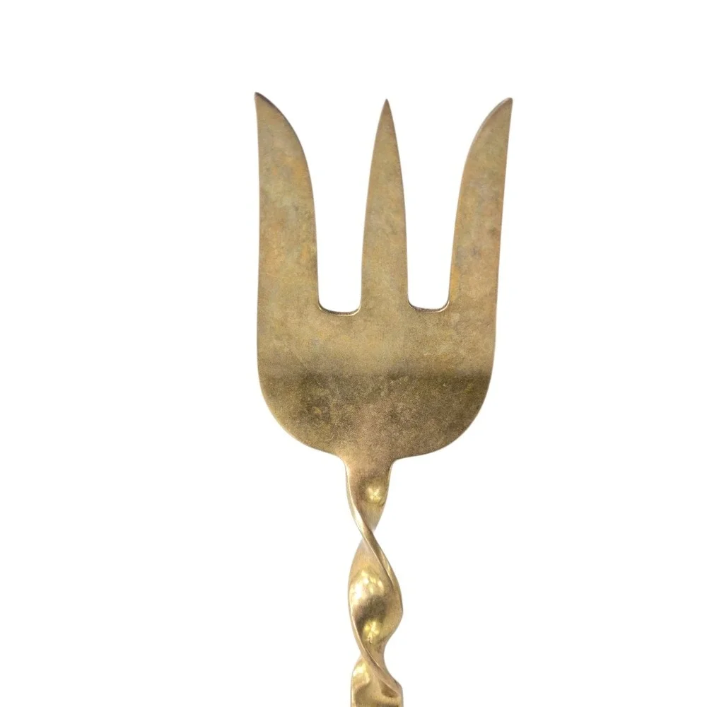 SBF Siam 2 Piece Salad‎ Serving Utensil Set Brass Fork Spoon Horn Handle 11